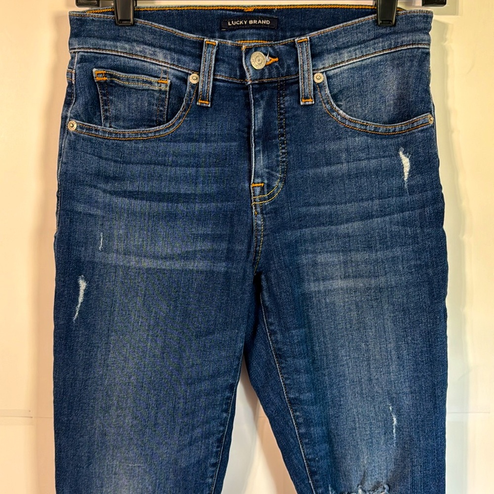 Lucky Brand π Ava Mid Rise Distressed Skinny Size 4 - Picture 5 of 15